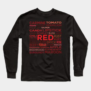 Word Cloud - Shades of Red (Black Background) Long Sleeve T-Shirt